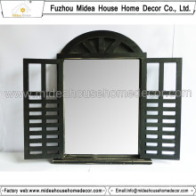 Antique Vintage Black Handmade Decorative Wooden Window Shutter Mirror